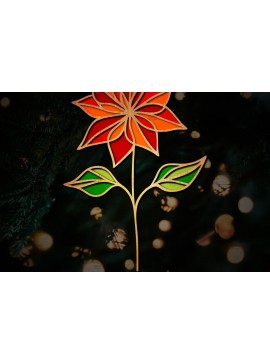 Σετ των 2 Intra απο ξύλο plywood 3mm-4mm πάχος Τρισδιάστατη Poinsettia Flower Δίασταση 15x15 cm INTRAFABR-111632840