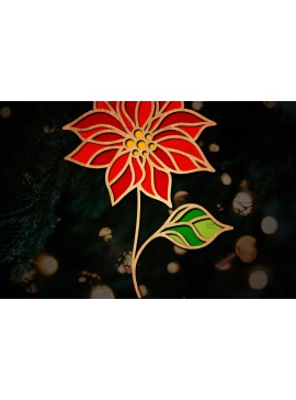 Σετ των 2 Intra απο ξύλο plywood 3mm-4mm πάχος Τρισδιάστατη Poinsettia Flower Δίασταση 15x15 cm INTRAFABR-111632898