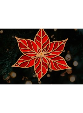 Σετ των 3 Intra απο ξύλο plywood 3mm-4mm πάχος Τρισδιάστατη Poinsettia Flower Δίασταση 15x15 cm INTRAFABR-111632935