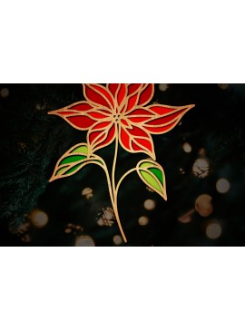Σετ των 2 Intra απο ξύλο plywood 3mm-4mm πάχος Τρισδιάστατη Poinsettia Flower Δίασταση 15x15 cm INTRAFABR-111632789