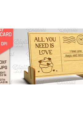 Σετ των 2 Intra απο ξύλο plywood 3mm-4mm πάχος 3D καρτ ποστάλ. Καρτ ποστάλ για την ημέρα του Αγίου Βαλεντίνου Δίασταση 15x15 cm INTRAFABR-84750771