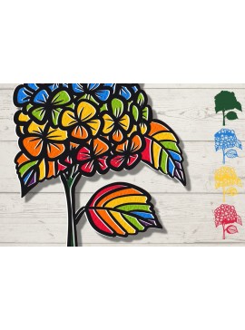 Σετ των 2 Intra απο ξύλο plywood 3mm-4mm πάχος 3D Pride Hydrangeas Flowers Δίασταση 30x20 cm INTRAFABR-71354151