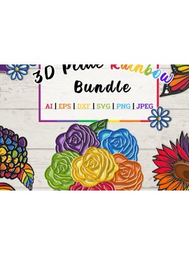 Σετ των 2 Intra απο ξύλο plywood 3mm-4mm πάχος 3D Pride Rainbow Δίασταση 15x15 cm INTRAFABR-71849398