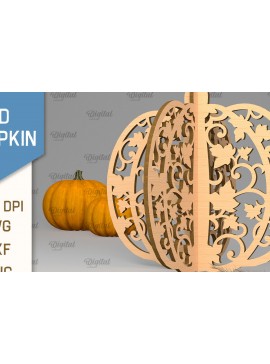 Σετ των 2 Intra απο ξύλο plywood 3mm-4mm πάχος Τρισδιάστατη κοπή κολοκύθας με λέιζερ. Φθινοπωρινή κολοκύθα Δίασταση 15x15 cm INTRAFABR-102057639