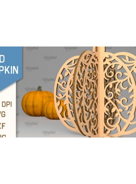 Σετ των 2 Intra απο ξύλο plywood 3mm-4mm πάχος Τρισδιάστατη κοπή κολοκύθας με λέιζερ. Φθινοπωρινή κολοκύθα Δίασταση 15x15 cm INTRAFABR-102057458