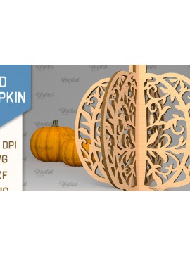 Σετ των 2 Intra απο ξύλο plywood 3mm-4mm πάχος Τρισδιάστατη κοπή κολοκύθας με λέιζερ. Φθινοπωρινή κολοκύθα Δίασταση 15x15 cm INTRAFABR-102057503