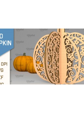 Σετ των 2 Intra απο ξύλο plywood 3mm-4mm πάχος Τρισδιάστατη κοπή κολοκύθας με λέιζερ. Φθινοπωρινή κολοκύθα Δίασταση 15x15 cm INTRAFABR-102057540