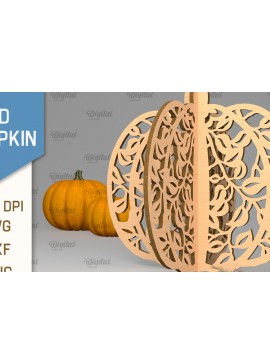 Σετ των 2 Intra απο ξύλο plywood 3mm-4mm πάχος Τρισδιάστατη κοπή κολοκύθας με λέιζερ. Φθινοπωρινή κολοκύθα Δίασταση 15x15 cm INTRAFABR-102057561