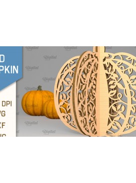 Σετ των 2 Intra απο ξύλο plywood 3mm-4mm πάχος Τρισδιάστατη κοπή κολοκύθας με λέιζερ. Φθινοπωρινή κολοκύθα Δίασταση 15x15 cm INTRAFABR-102057358