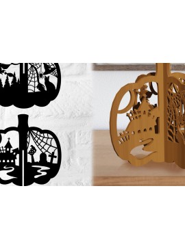 Σετ των 2 Intra απο ξύλο plywood 3mm-4mm πάχος Τρισδιάστατη κολοκύθας Δίασταση 15x15 cm INTRAFABR-79137401