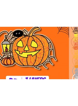 Σετ των 2 Intra απο ξύλο plywood 3mm-4mm πάχος 3D Pumpkin Δίασταση 15x15 cm INTRAFABR-16278237