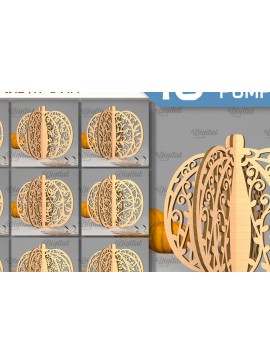 Σετ των 3 Intra απο ξύλο plywood 3mm-4mm πάχος 3D Pumpkins . Σχέδιο κοπής με λέιζερ Δίασταση 15x15 cm INTRAFABR-102113813
