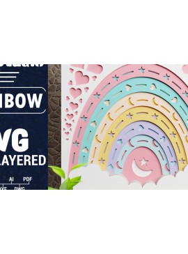 Σετ των 2 Intra απο ξύλο plywood 3mm-4mm πάχος 3D Rainbow Multilayer Paper Cut Δίασταση 1500x1500 cm INTRAFABR-74897624