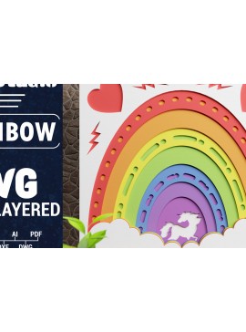 Σετ των 2 Intra απο ξύλο plywood 3mm-4mm πάχος 3D Rainbow Multilayer Paper Cut Δίασταση 1500x1500 cm INTRAFABR-74802491