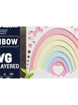 Σετ των 2 Intra απο ξύλο plywood 3mm-4mm πάχος 3D Rainbow Multilayer Paper Cut Δίασταση 1500x1500 cm INTRAFABR-74802495