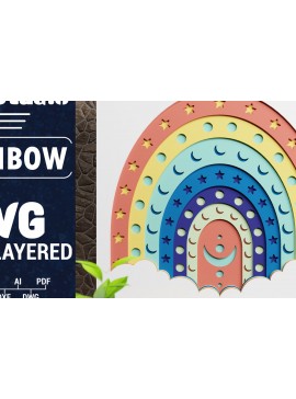 Σετ των 2 Intra απο ξύλο plywood 3mm-4mm πάχος 3D Rainbow Multilayer Paper Cut Δίασταση 1500x1500 cm INTRAFABR-74802496