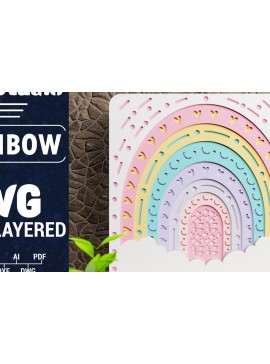 Σετ των 2 Intra απο ξύλο plywood 3mm-4mm πάχος 3D Rainbow Multilayer Paper Cut Δίασταση 1500x1500 cm INTRAFABR-74897619