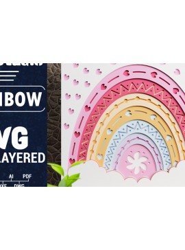 Σετ των 2 Intra απο ξύλο plywood 3mm-4mm πάχος 3D Rainbow Multilayer Paper Cut Δίασταση 1500x1500 cm INTRAFABR-74897622