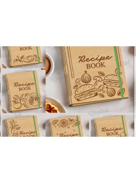 Σετ των 2 Intra απο ξύλο plywood 3mm-4mm πάχος Τρισδιάστατο εξώφυλλο βιβλίου συνταγών κοπής με λέιζερ Δίασταση 30x20 cm INTRAFABR-122198721