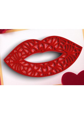 Σετ των 2 Intra απο ξύλο plywood 3mm-4mm πάχος 3D Red Lips 5 Layer - Valentines Δίασταση 30x30 cm INTRAFABR-101203970