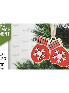 Σετ των 3 Intra απο ξύλο plywood 3mm-4mm πάχος Τρισδιάστατο ρετρό χριστουγεννιάτικο στολίδι με λέιζερ Δίασταση 8x8 cm INTRAFABR-105939856