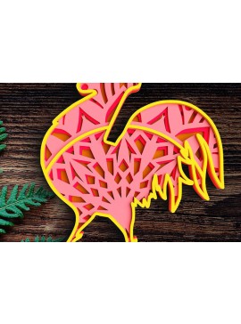 Intra απο ξύλο plywood 3mm-4mm πάχος 3D Rooster 4 Layer - Bird 3D Δίασταση 30x30 cm INTRAFABR-101175713