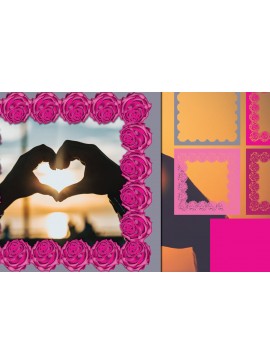 Σετ των 2 Intra απο ξύλο plywood 3mm-4mm πάχος 3d Rose Frame Paper Cut Δίασταση 1200x1200 cm INTRAFABR-22927270