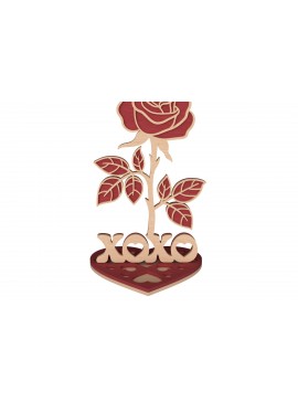 Σετ των 2 Intra απο ξύλο plywood 3mm-4mm πάχος 3D Rose XOXO Διακόσμηση Αγίου Βαλεντίνου Δίασταση 30x20 cm INTRAFABR-111651868