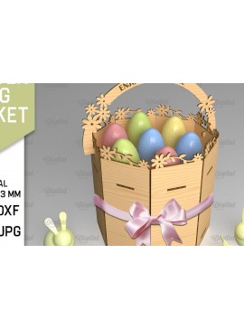 Σετ των 2 Intra απο ξύλο plywood 3mm-4mm πάχος Τρισδιάστατο στρογγυλό πασχαλινό καλάθι με λέιζερ Δίασταση 15x15 cm INTRAFABR-90245438