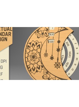 Σετ των 2 Intra απο ξύλο plywood 3mm-4mm πάχος τρισδιάστατο στρογγυλό διαρκές ημερολόγιο. Moon Δίασταση 30x20 cm INTRAFABR-82533205