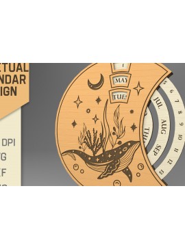 Σετ των 2 Intra απο ξύλο plywood 3mm-4mm πάχος τρισδιάστατο στρογγυλό διαρκές ημερολόγιο. Φάλαινα Δίασταση 30x20 cm INTRAFABR-82534044