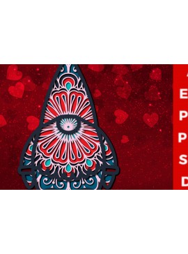 Σετ των 2 Intra απο ξύλο plywood 3mm-4mm πάχος 3D Santa Claus Valentine Multi-layer Δίασταση 30x30 cm INTRAFABR-23240277