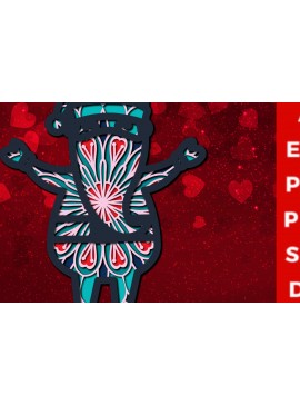 Σετ των 2 Intra απο ξύλο plywood 3mm-4mm πάχος 3D Santa Claus Valentine Multi-layer Δίασταση 30x30 cm INTRAFABR-23240975