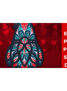 Σετ των 2 Intra απο ξύλο plywood 3mm-4mm πάχος 3D Santa Claus Valentine Multi-layer Δίασταση 30x30 cm INTRAFABR-23242222