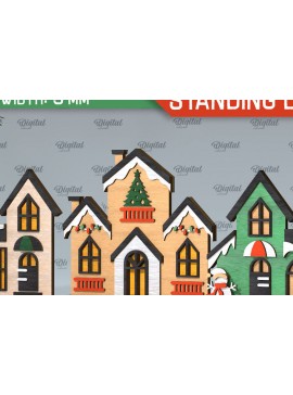 Σετ των 2 Intra απο ξύλο plywood 3mm-4mm πάχος Τρισδιάστατη του Santa's Village. Χριστούγεννα Δίασταση 15x15 cm INTRAFABR-106193807