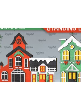 Σετ των 2 Intra απο ξύλο plywood 3mm-4mm πάχος Τρισδιάστατη του Santa's Village. Χριστούγεννα Δίασταση 15x15 cm INTRAFABR-106665660