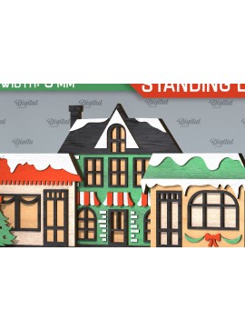 Σετ των 2 Intra απο ξύλο plywood 3mm-4mm πάχος Τρισδιάστατη του Santa's Village. Χριστούγεννα Δίασταση 15x15 cm INTRAFABR-106665750