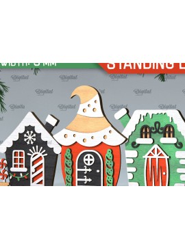 Σετ των 2 Intra απο ξύλο plywood 3mm-4mm πάχος Τρισδιάστατη του Santa's Village. Χριστούγεννα Δίασταση 15x15 cm INTRAFABR-106665784