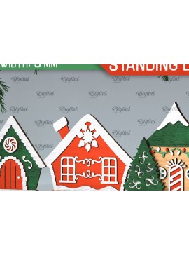 Σετ των 2 Intra απο ξύλο plywood 3mm-4mm πάχος Τρισδιάστατη του Santa's Village. Χριστούγεννα Δίασταση 15x15 cm INTRAFABR-106665916