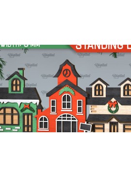 Σετ των 2 Intra απο ξύλο plywood 3mm-4mm πάχος Τρισδιάστατη του Santa's Village. Χριστούγεννα Δίασταση 15x15 cm INTRAFABR-106666098