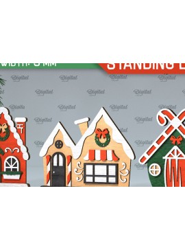 Σετ των 2 Intra απο ξύλο plywood 3mm-4mm πάχος Τρισδιάστατη του Santa's Village. Χριστούγεννα Δίασταση 15x15 cm INTRAFABR-106193640