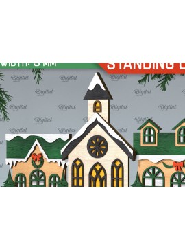 Σετ των 2 Intra απο ξύλο plywood 3mm-4mm πάχος Τρισδιάστατη του Santa's Village. Χριστούγεννα Δίασταση 15x15 cm INTRAFABR-106193516