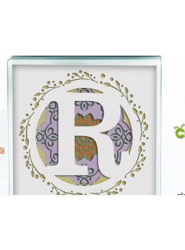 Σετ των 3 Intra απο ξύλο plywood 3mm-4mm πάχος 3D Shadow Box το Letter R Δίασταση 8x8 cm INTRAFABR-57439701