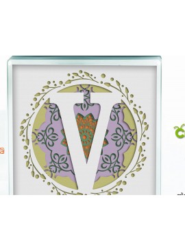 Σετ των 3 Intra απο ξύλο plywood 3mm-4mm πάχος 3D Shadow Box το Letter V Δίασταση 8x8 cm INTRAFABR-57440423