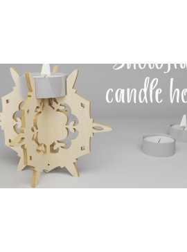 Σετ των 2 Intra απο ξύλο plywood 3mm-4mm πάχος Κηροπήγιο 3D Snowflake. Σχεδιασμός Δίασταση 30x20 cm INTRAFABR-82308825