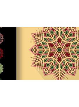 Σετ των 2 Intra απο ξύλο plywood 3mm-4mm πάχος κοπής με λέιζερ 3D Snowflake Δίασταση 15x15 cm INTRAFABR-18192341