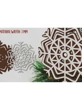 Σετ των 3 Intra απο ξύλο plywood 3mm-4mm πάχος 3D Snowflake  Δίασταση 8x8 cm INTRAFABR-80866819