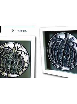 Σετ των 2 Intra απο ξύλο plywood 3mm-4mm πάχος 3D SPIDER WEB PUMPKIN Δίασταση 8x11 cm INTRAFABR-16620745