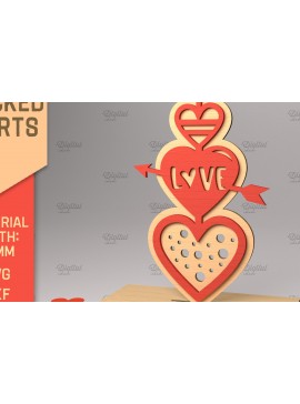 Σετ των 2 Intra απο ξύλο plywood 3mm-4mm πάχος 3D στοιβαγμένες καρδιές. Βαλεντίνου με στρώσεις Δίασταση 15x15 cm INTRAFABR-83740798