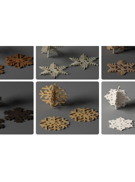 Σετ των 2 Intra απο ξύλο plywood 3mm-4mm πάχος 3D Standing Wooden Snowflakes 283 Δίασταση 30x20 cm INTRAFABR-50100395